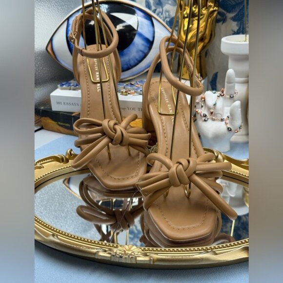 🆕 LOEFFLER RANDALL 🧿 NWOB Mikel Leather Bow Heel Sandal, Dune Leather - Sz 7 - Picture 7 of 16